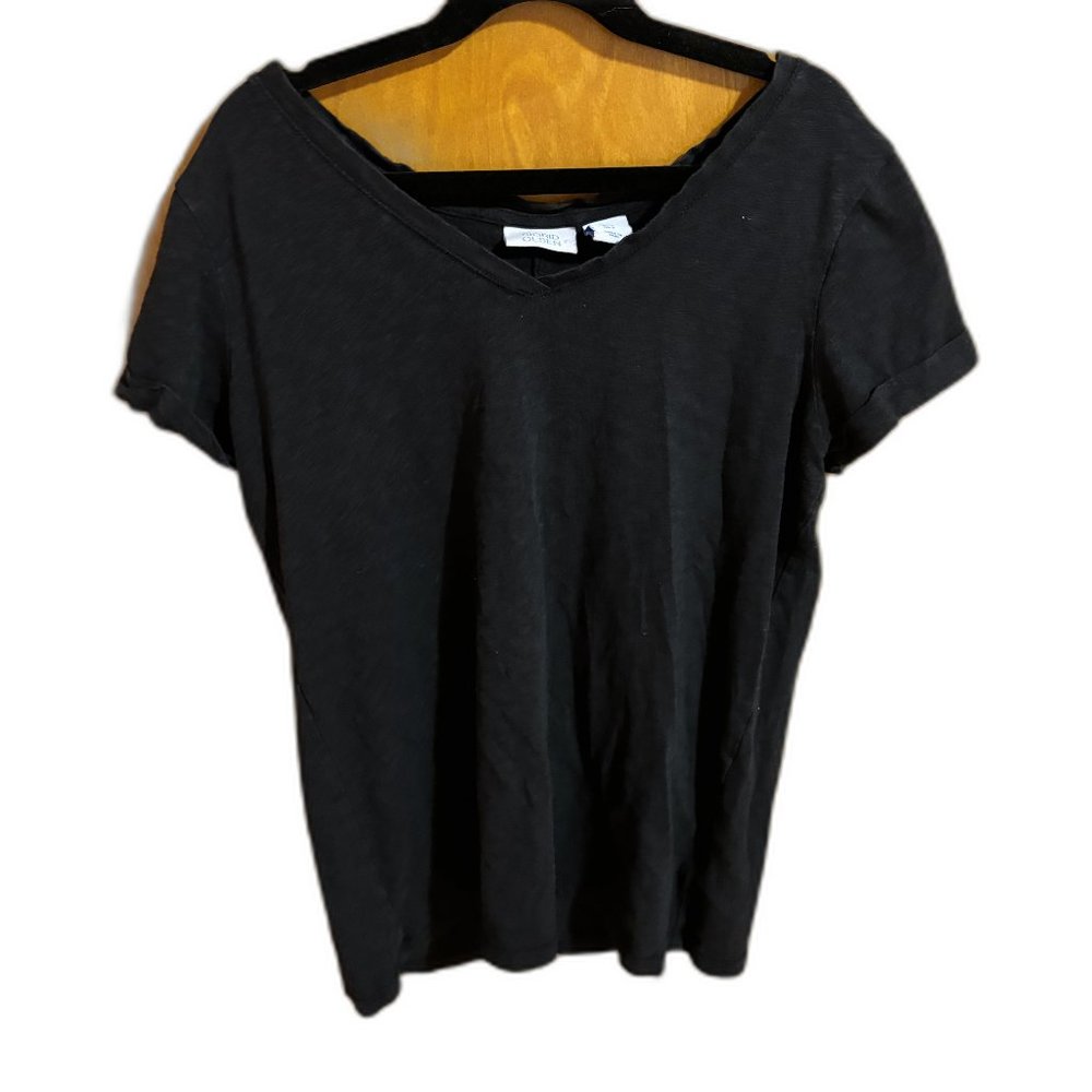 SIGRID OLSEN black t-shirt top casual Size Small‎